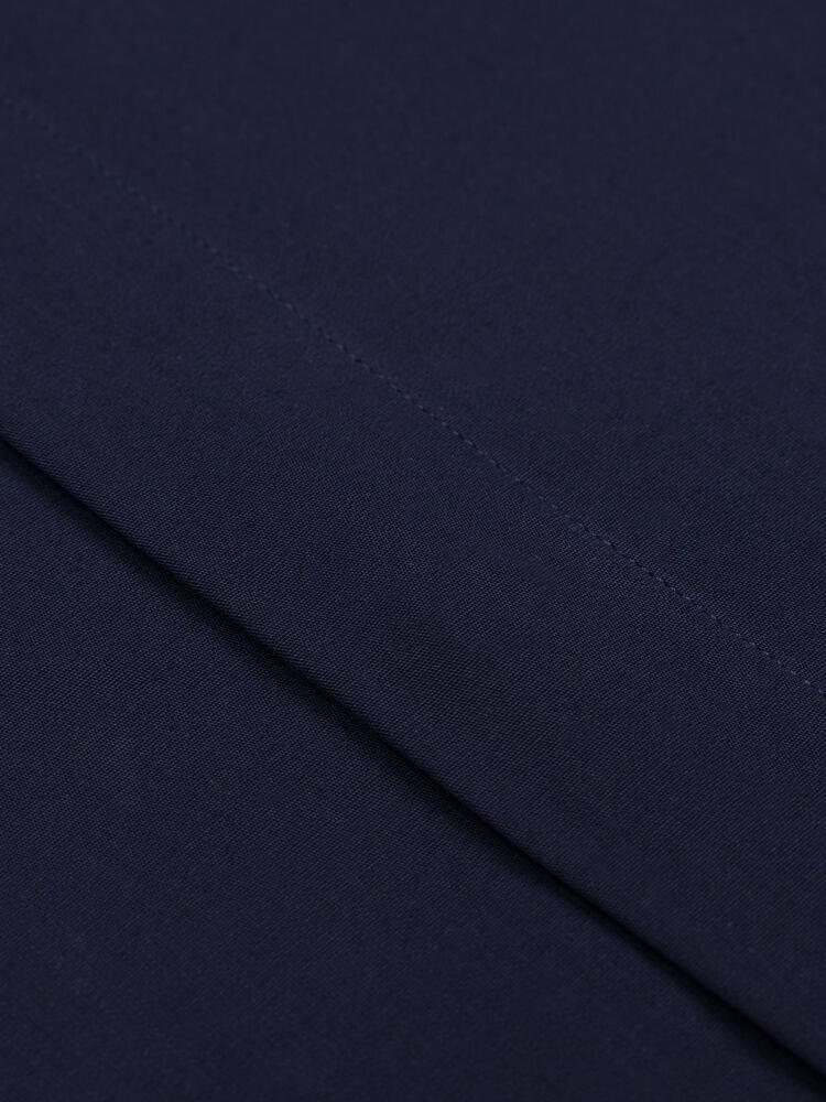 Poplin slim fit shirt with hidden throat - Navy