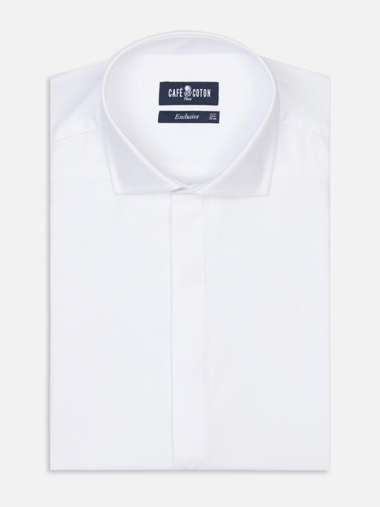 Camisa entallada de sarga blanca - Tapeta Oculta