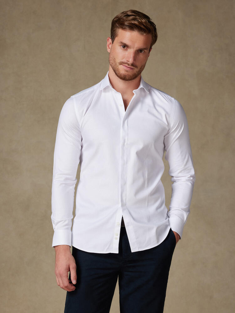 White twill slim fit shirt - Hidden Placket