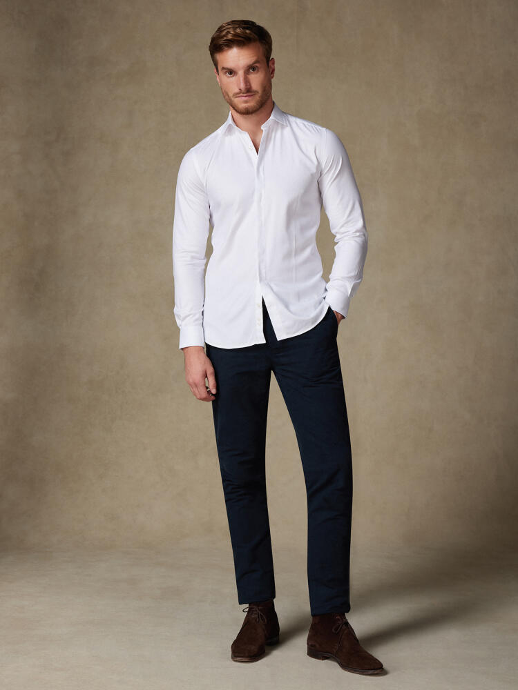 White twill slim fit shirt - Hidden Placket