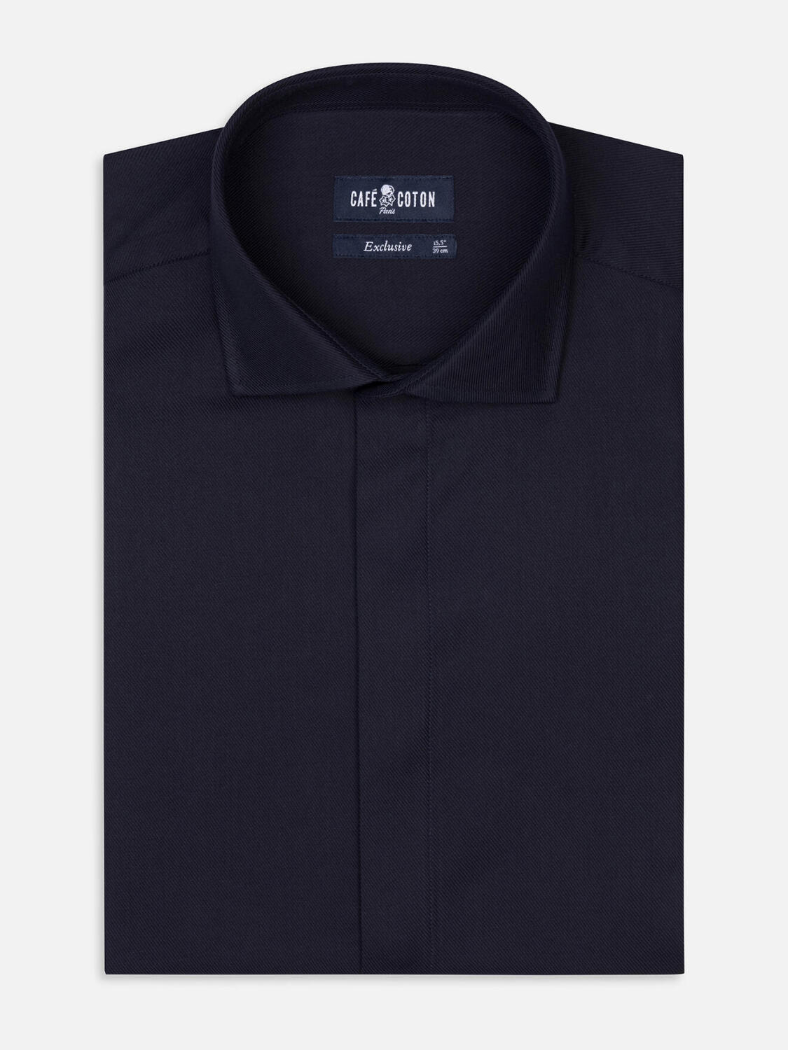 Twillhemd Navy - Slim fit - Verdeckter Knopfleiste