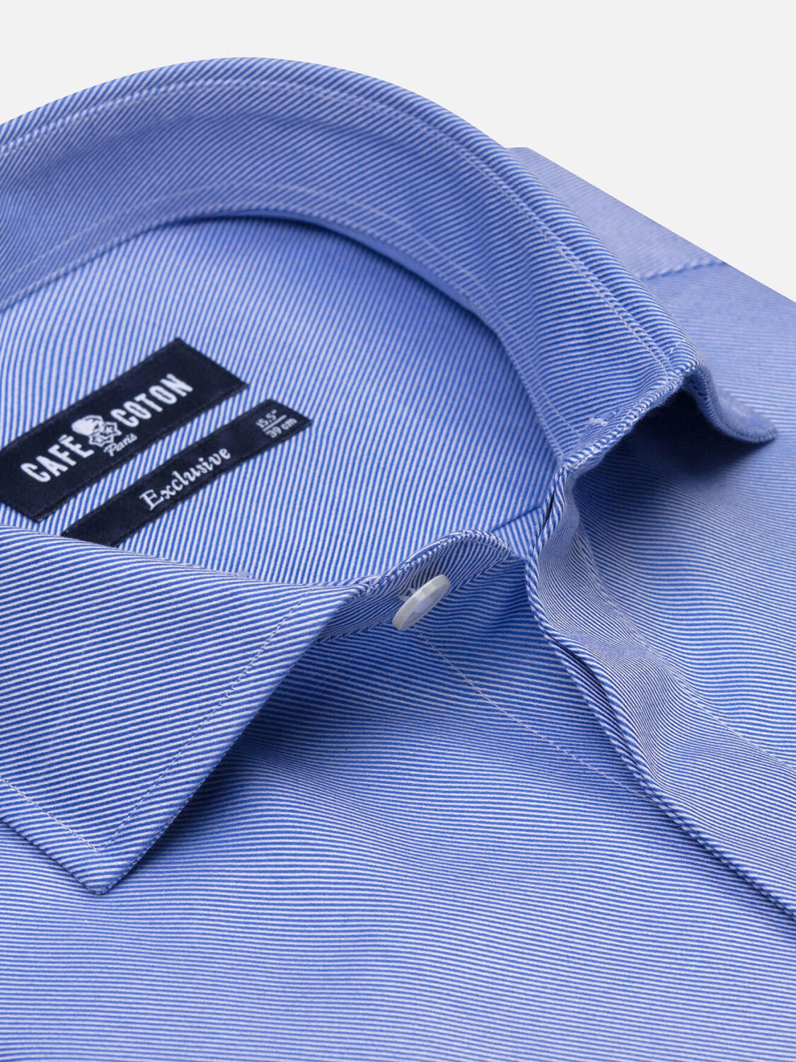 Blaues Twill-Hemd - Verdeckter Knopfleiste