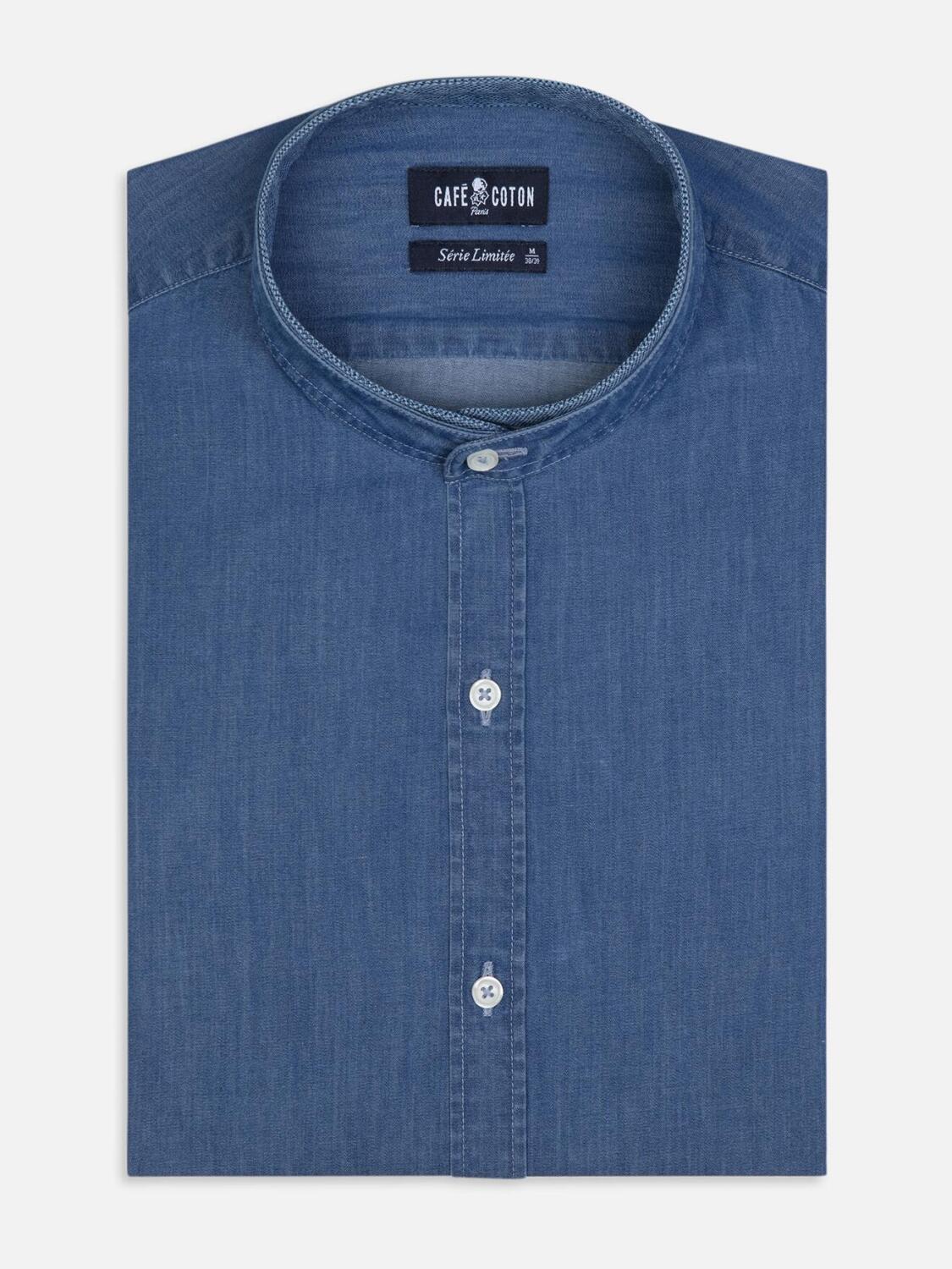 Camicia in di jeans con colletto mao