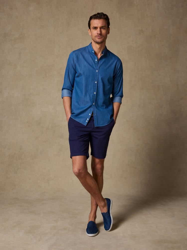 Chemise col mao en denim - Série Limitée