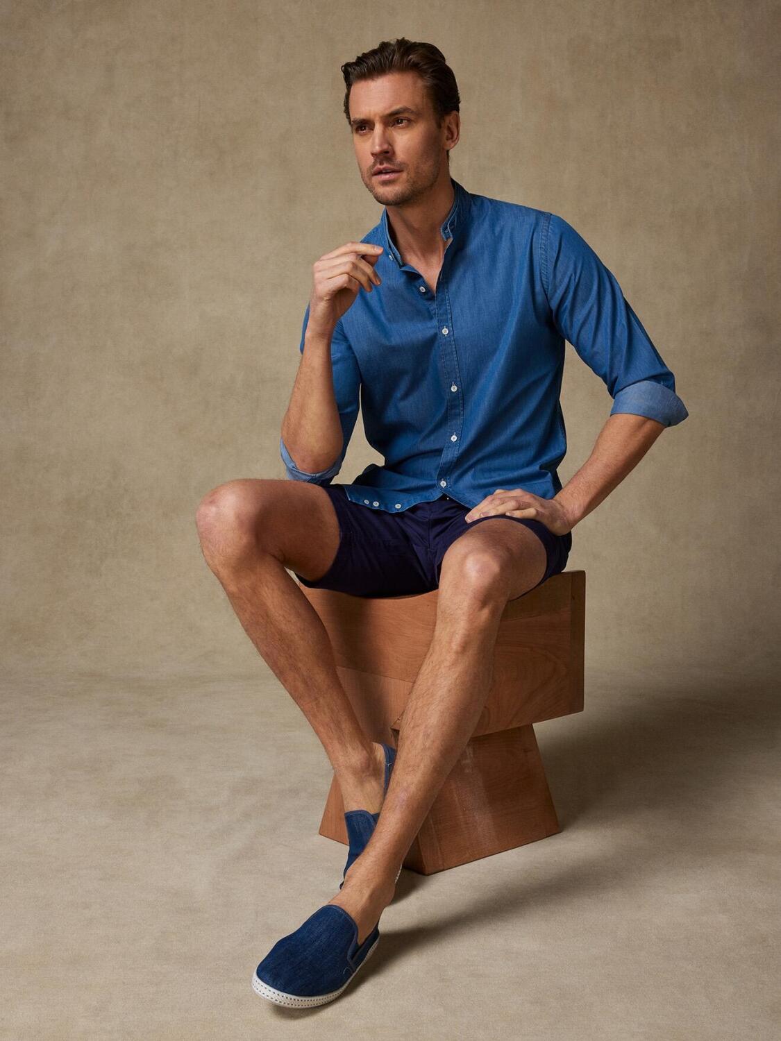 Camicia in di jeans con colletto mao