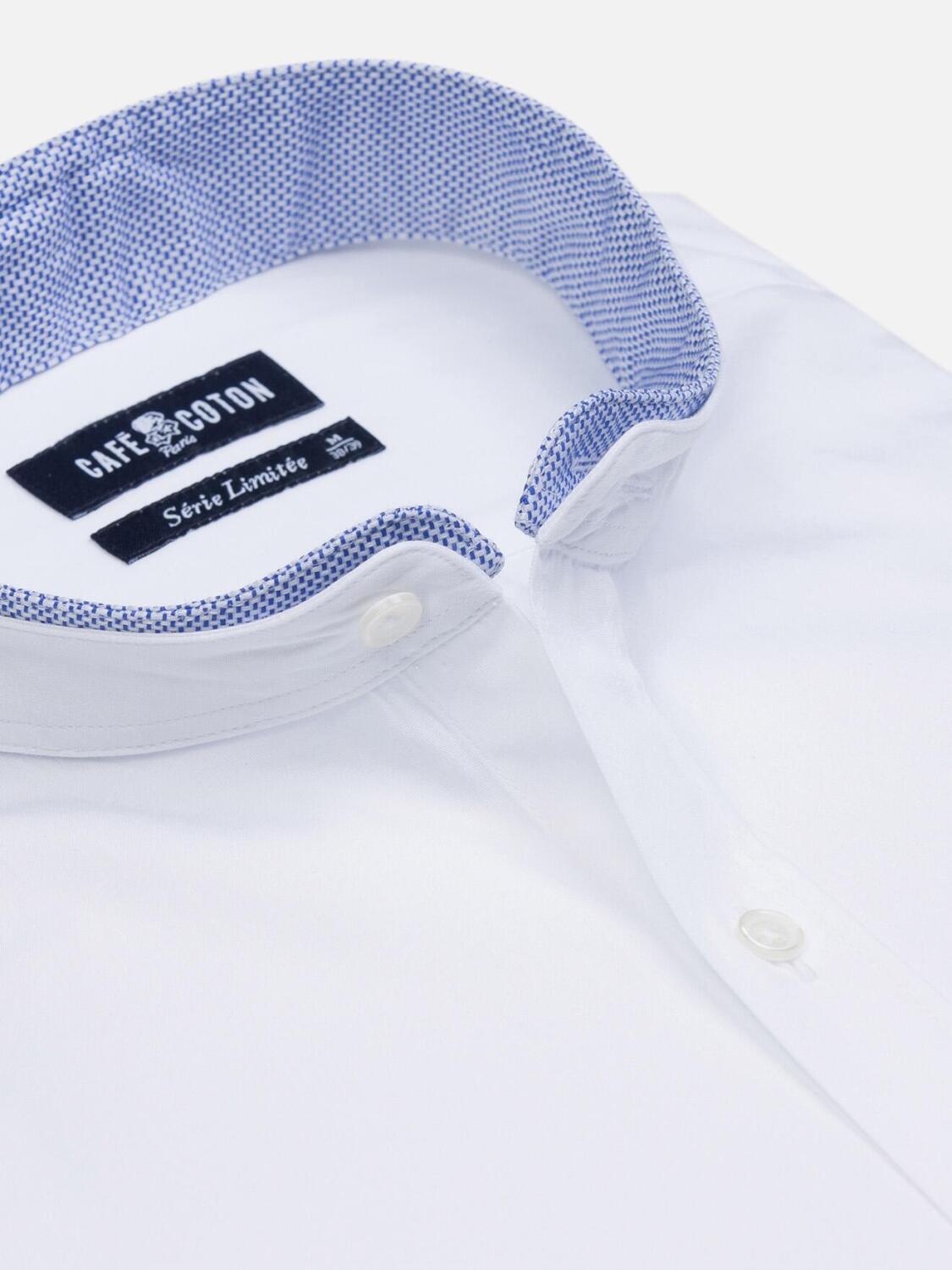 Camicia in popeline bianco con colletto mao