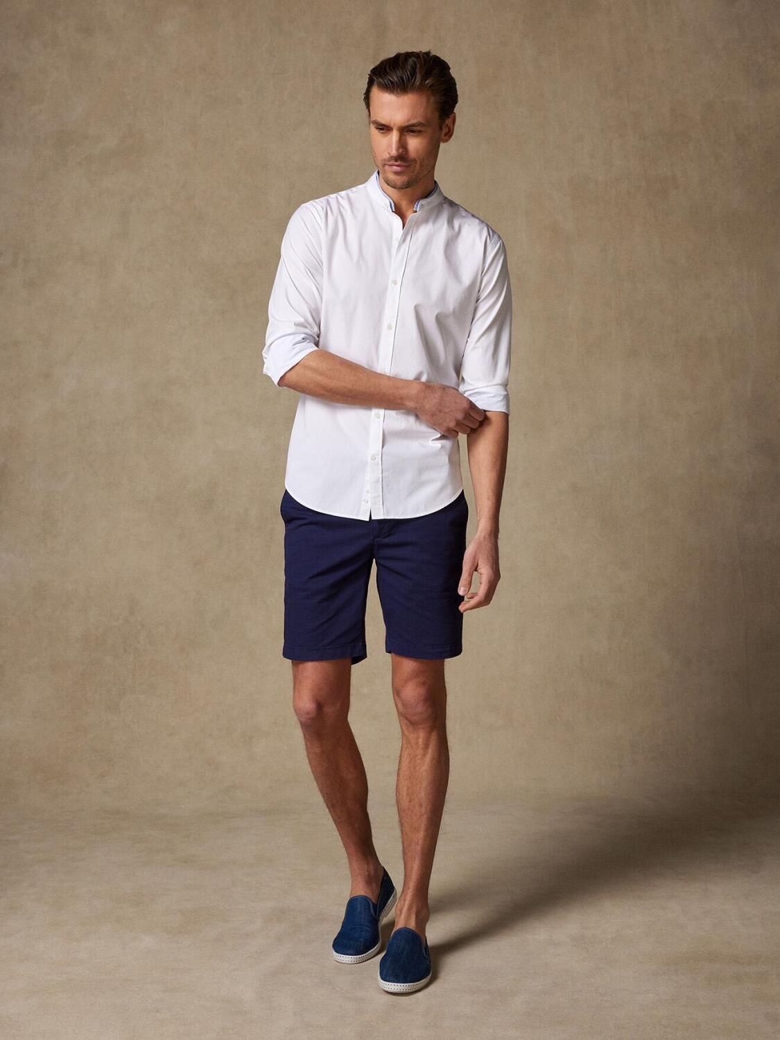 Camicia in popeline bianco con colletto mao