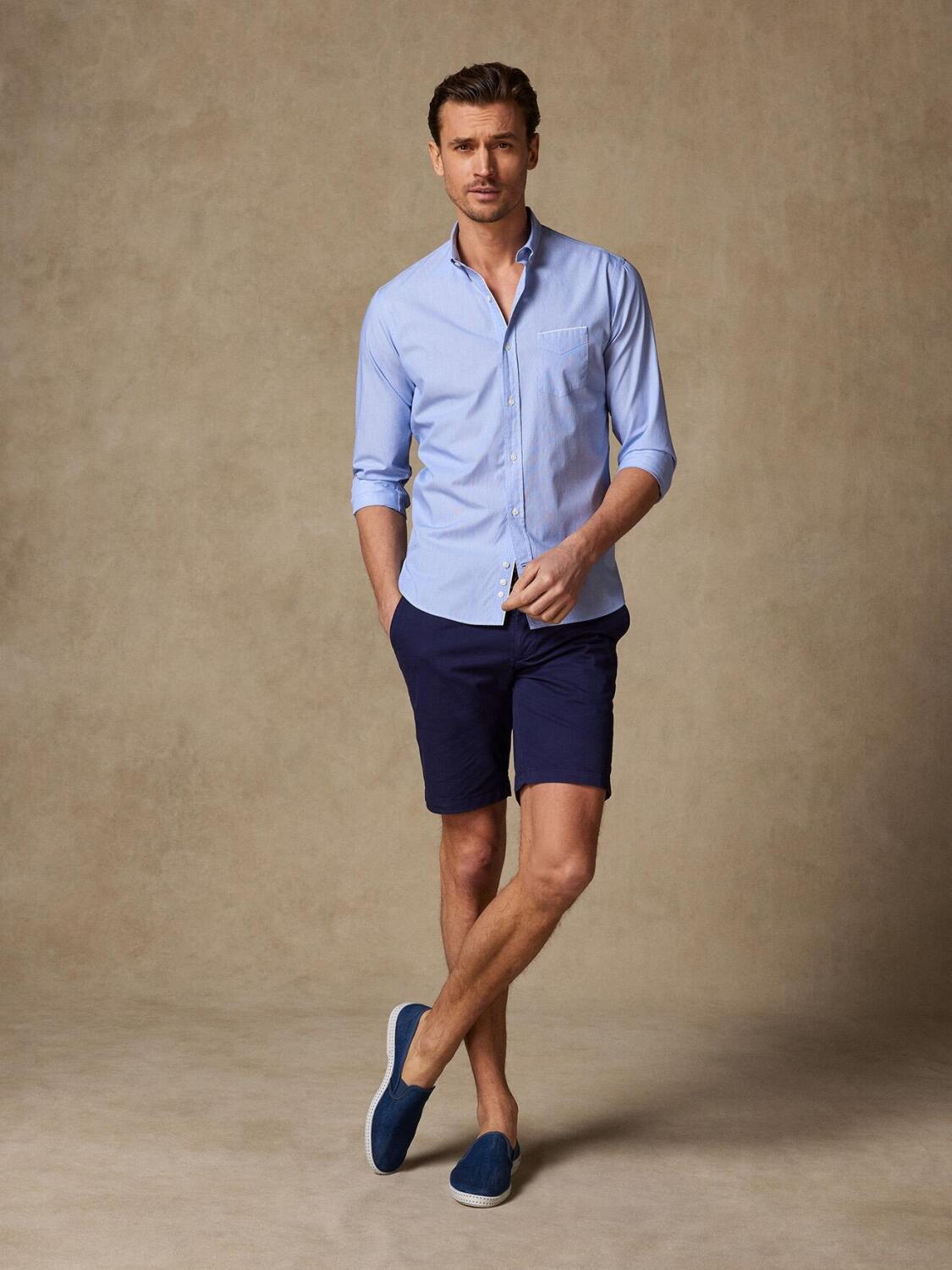 Chemise col boutonné en mille raies bleue - Série Limitée