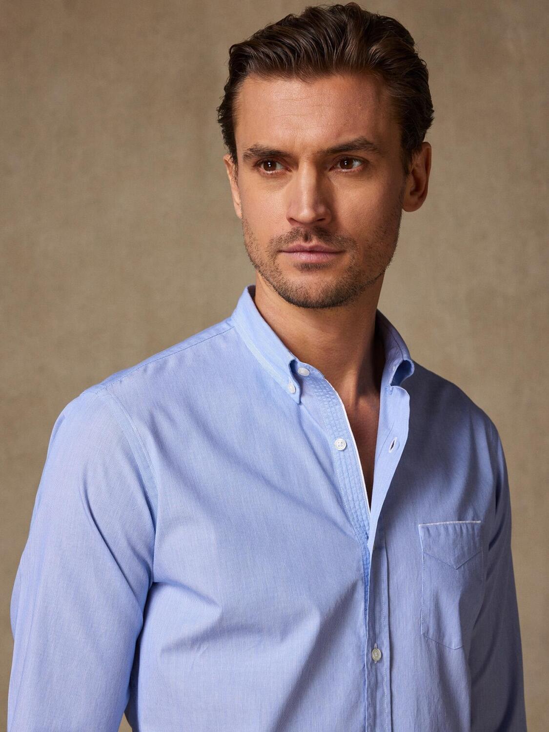 Chemise col boutonné en mille raies bleue - Série Limitée