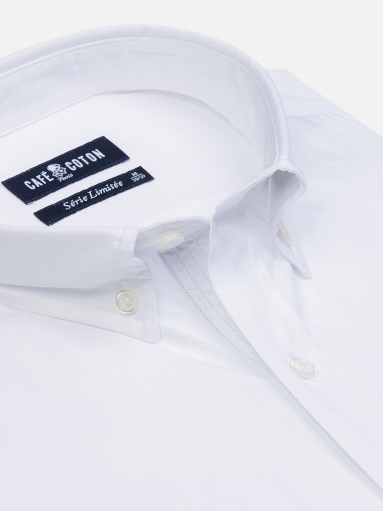 Camicia in popeline bianco con colletto button-down