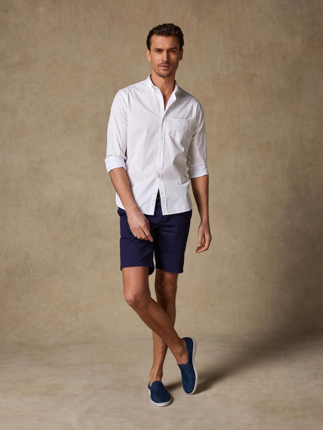 Weißes Popeline-Hemd mit Button-Down-Kragen