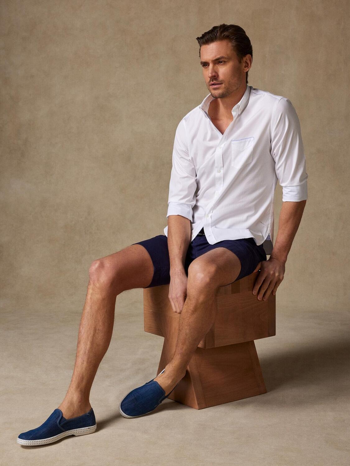 Weißes Popeline-Hemd mit Button-Down-Kragen