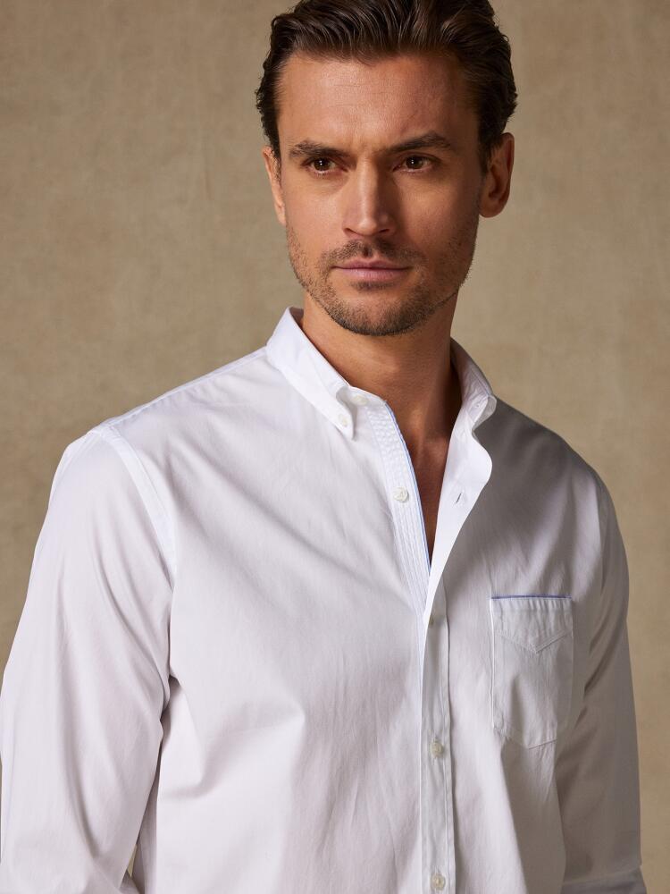 Camicia in popeline bianco con colletto button-down