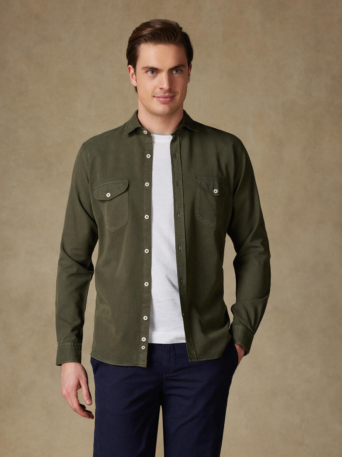 Scali shirt in kaki gabardine - Beperkte editie