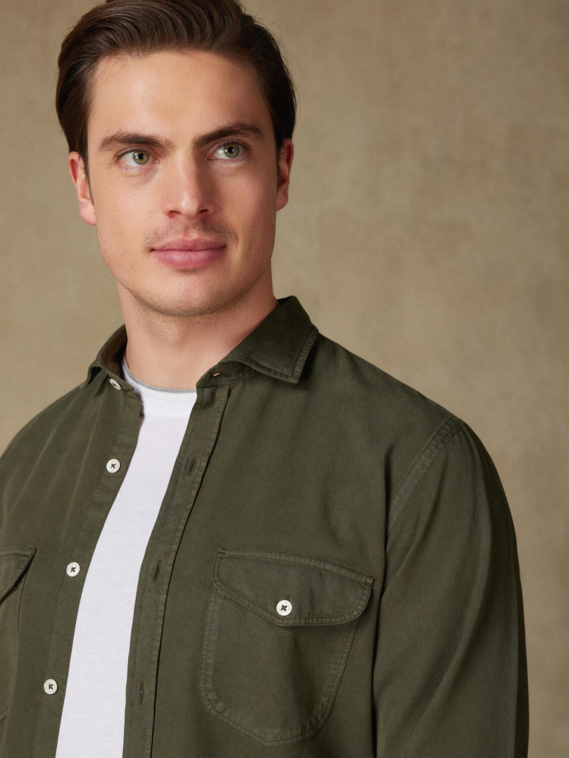 Scali shirt in kaki gabardine - Beperkte editie