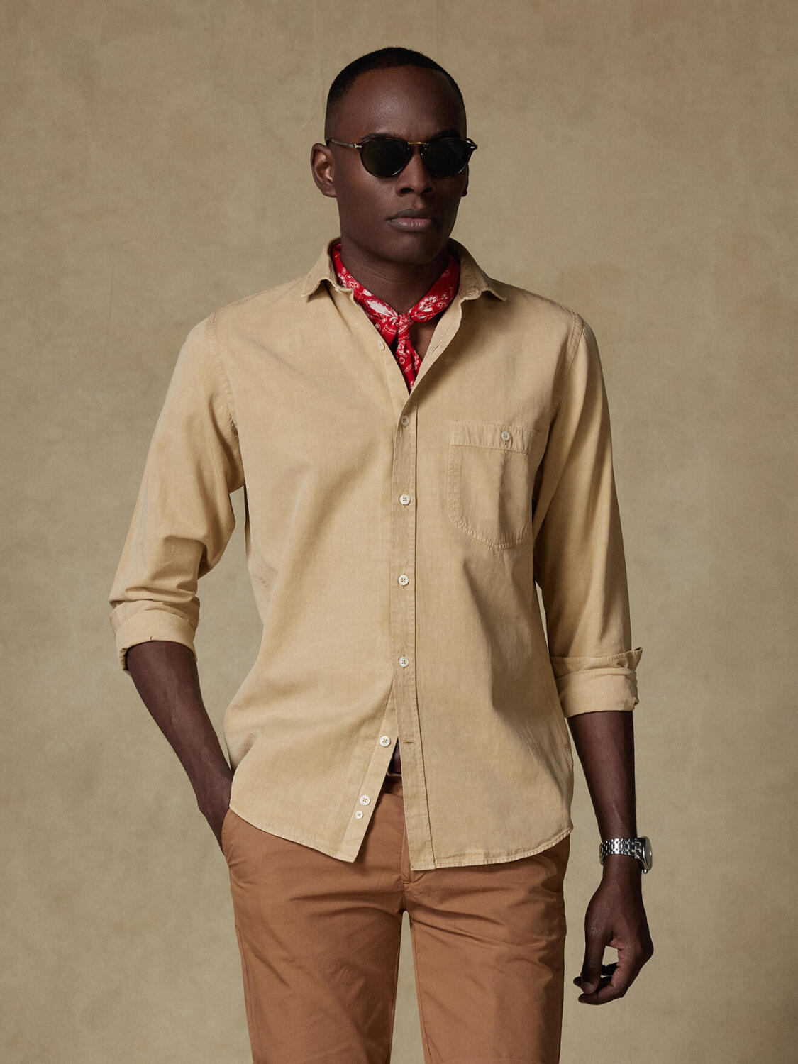 Garry-Hemd aus Baumwolle & Lyocell Havanna