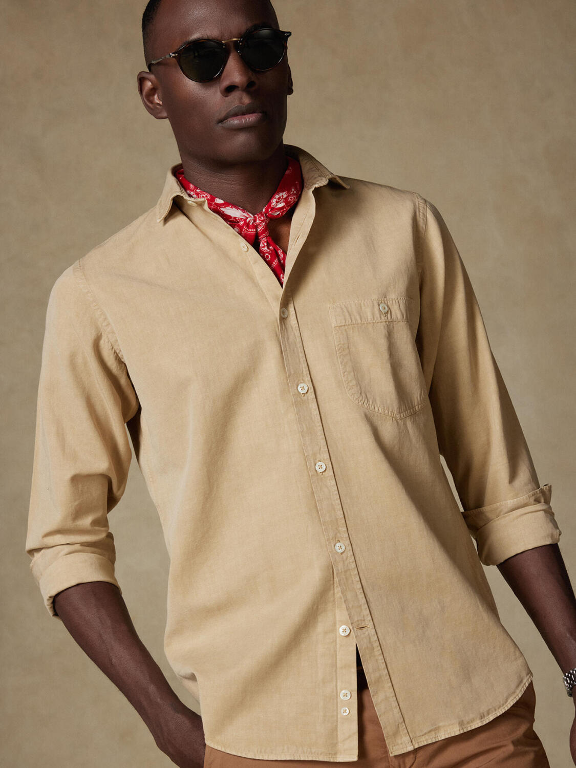 Garry-Hemd aus Baumwolle & Lyocell Havanna