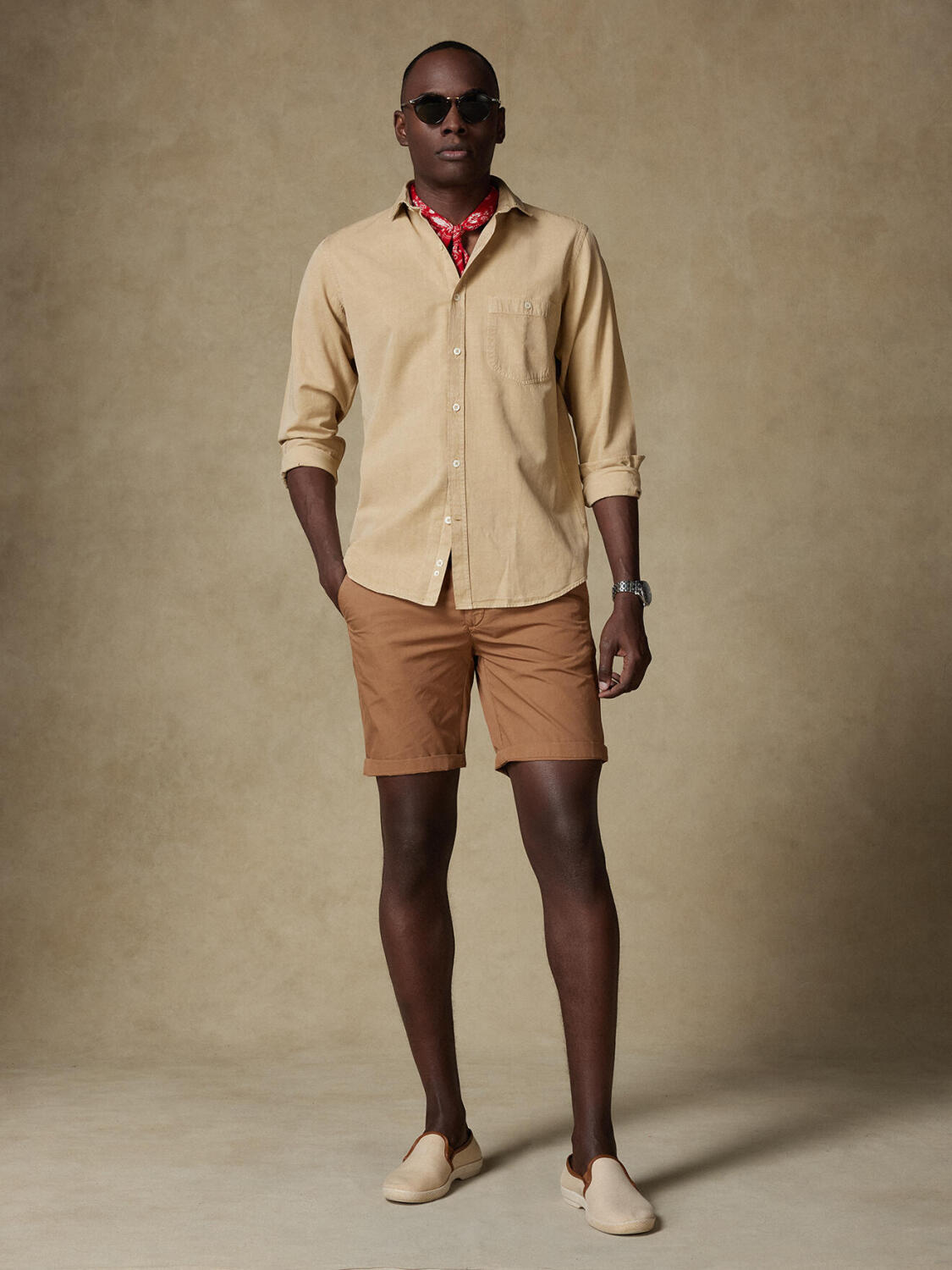 Garry-Hemd aus Baumwolle & Lyocell Havanna