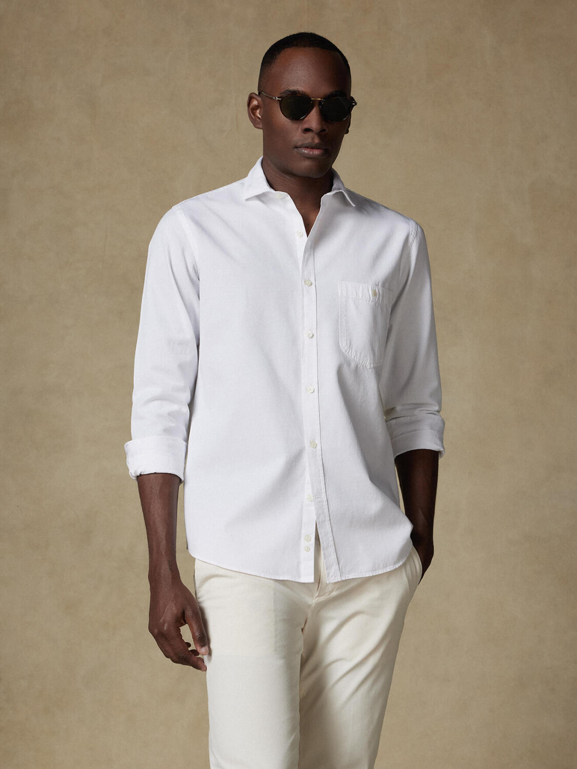 Chemise Garry en coton & lyocell off-white