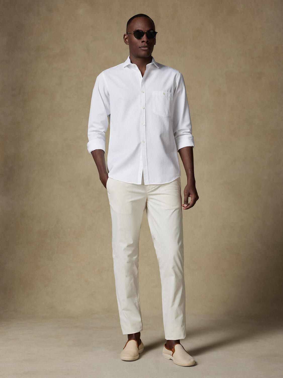 Chemise Garry en coton & lyocell off-white