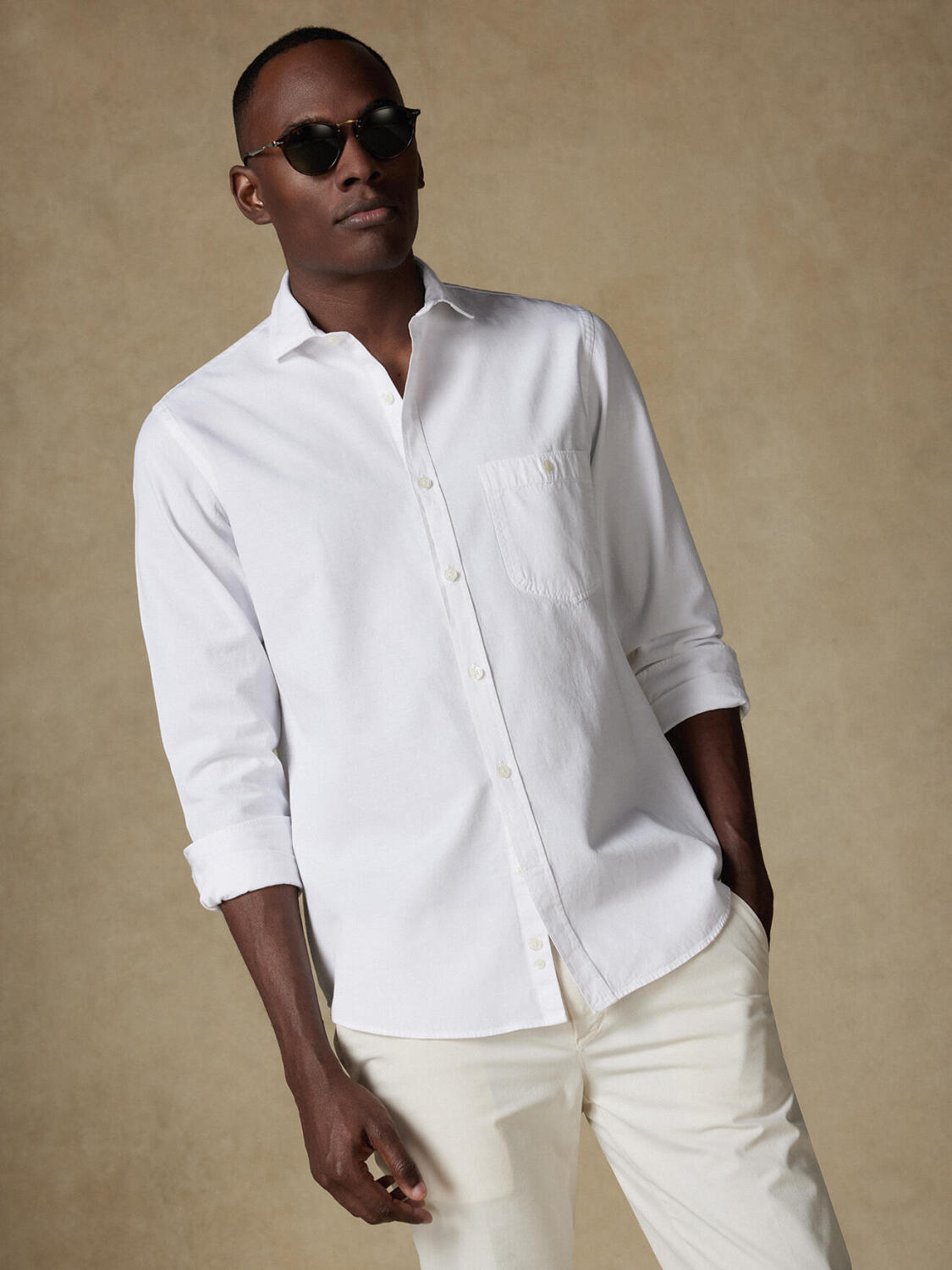 Chemise Garry en coton & lyocell off-white