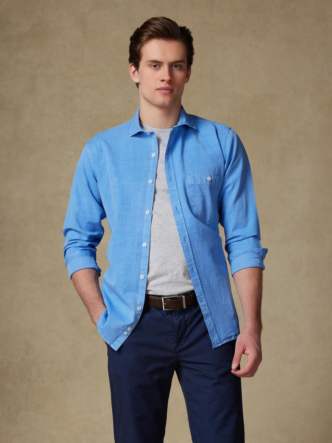 Garry shirt in cotton & lyocell sky