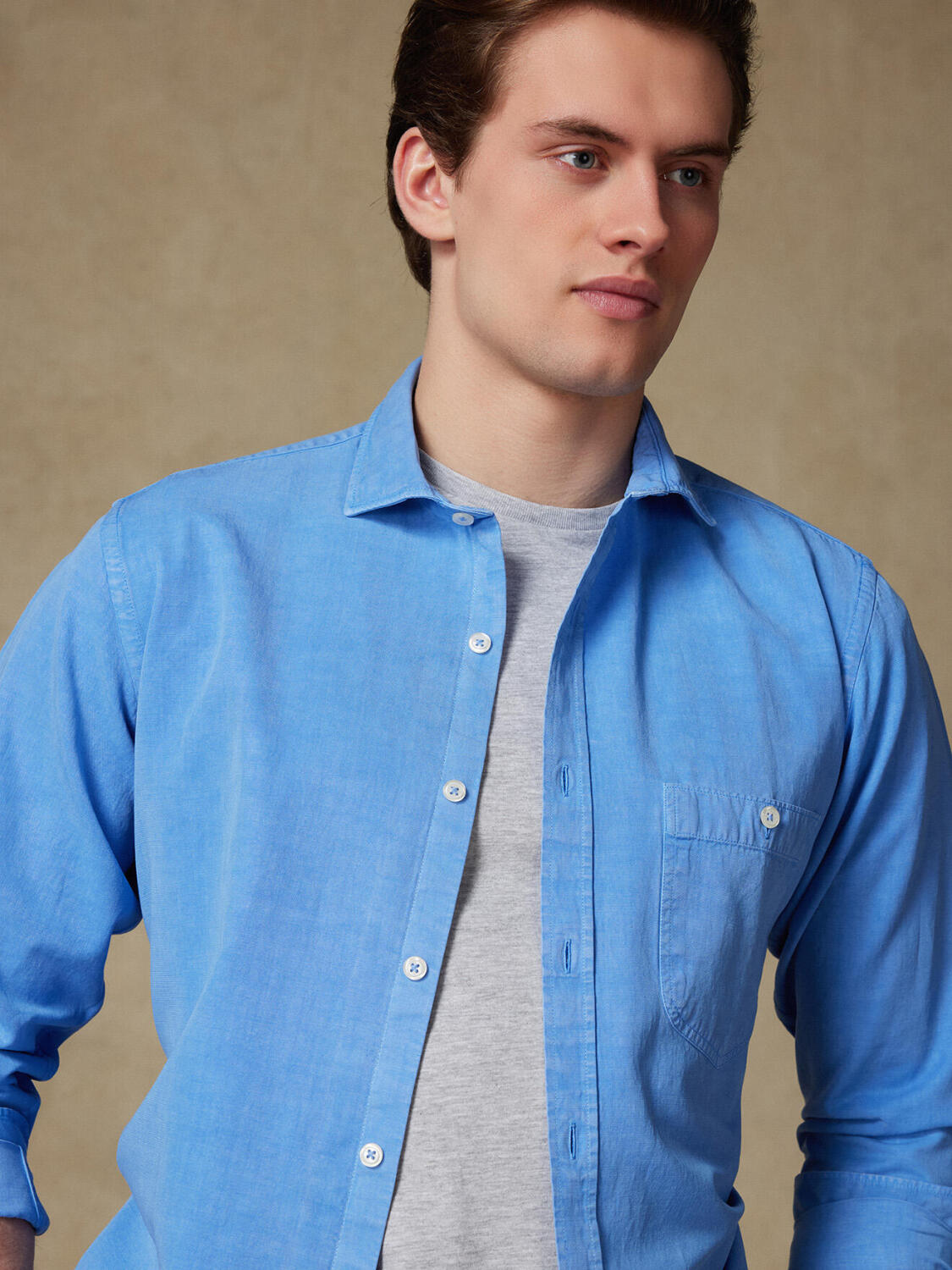 Garry shirt in cotton & lyocell sky