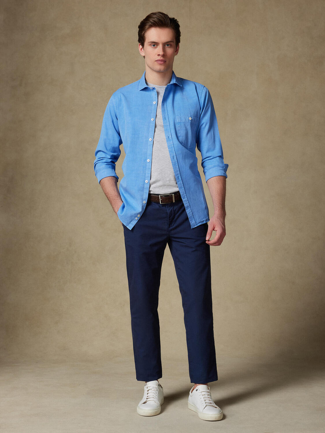 Garry shirt in cotton & lyocell sky