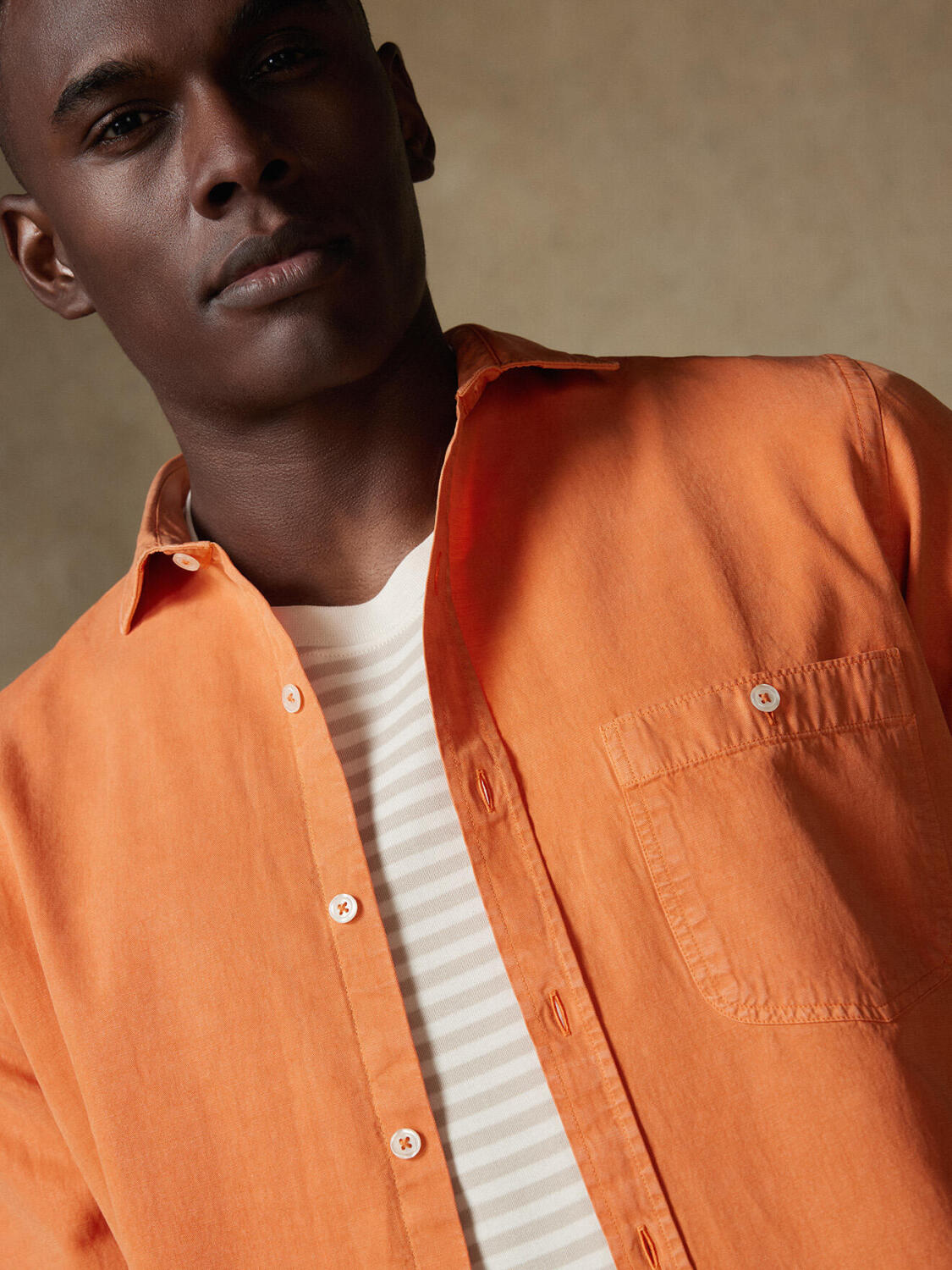 Garry-Hemd aus Baumwoll-Lyocell Orange