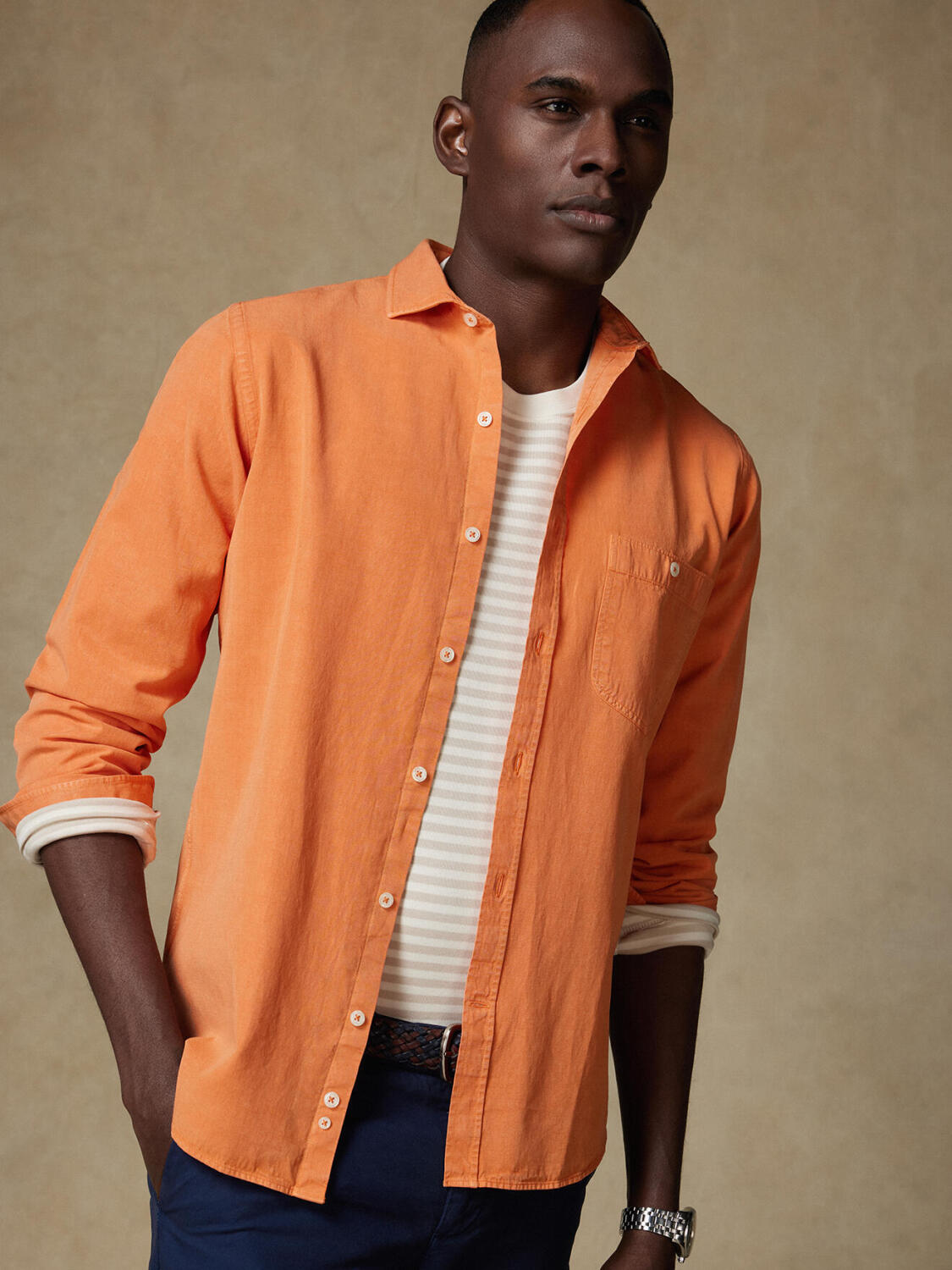 Garry-Hemd aus Baumwoll-Lyocell Orange