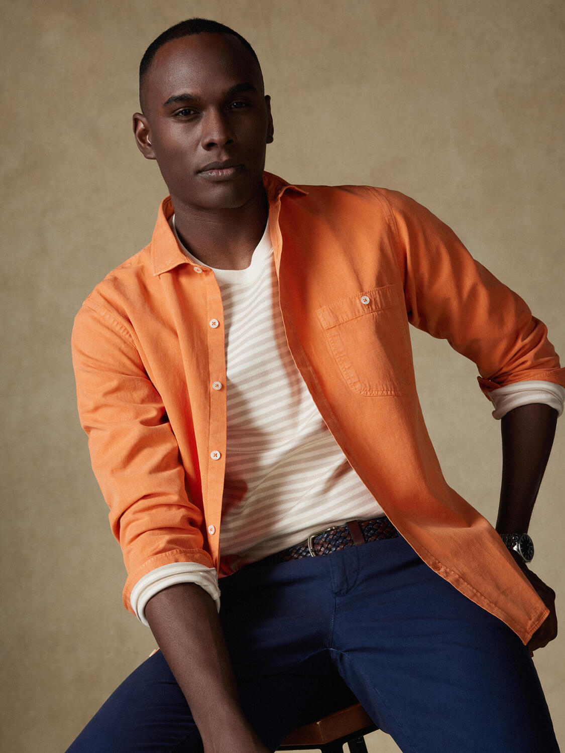 Garry-Hemd aus Baumwoll-Lyocell Orange