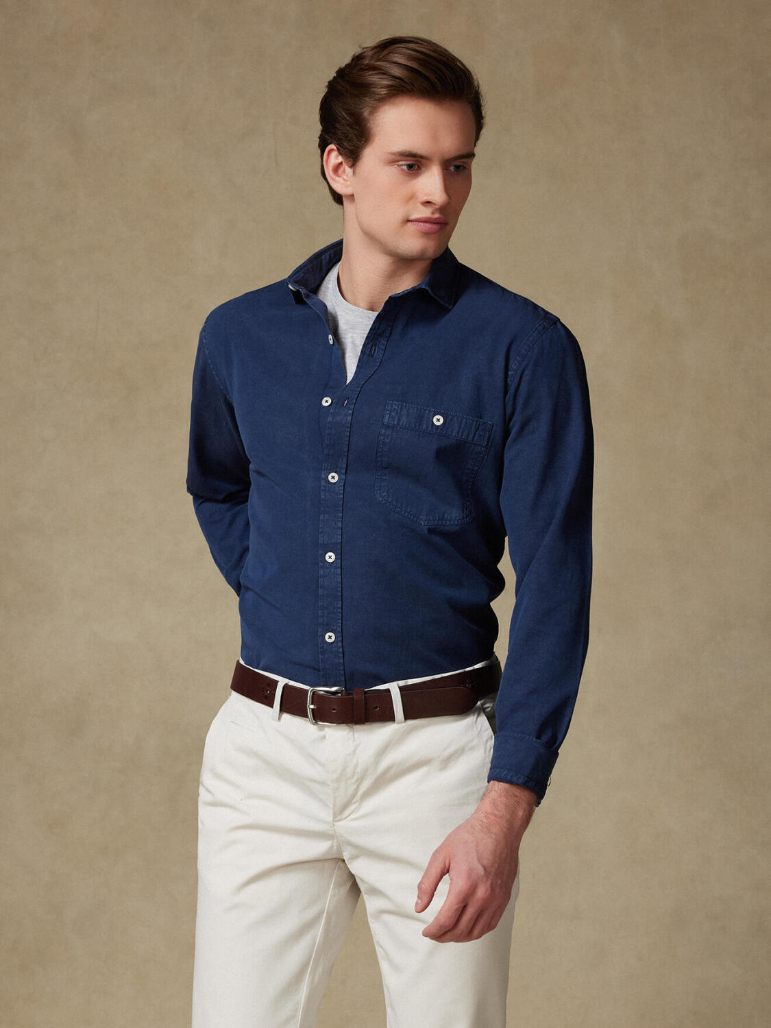 Chemise Garry en coton & lyocell marine