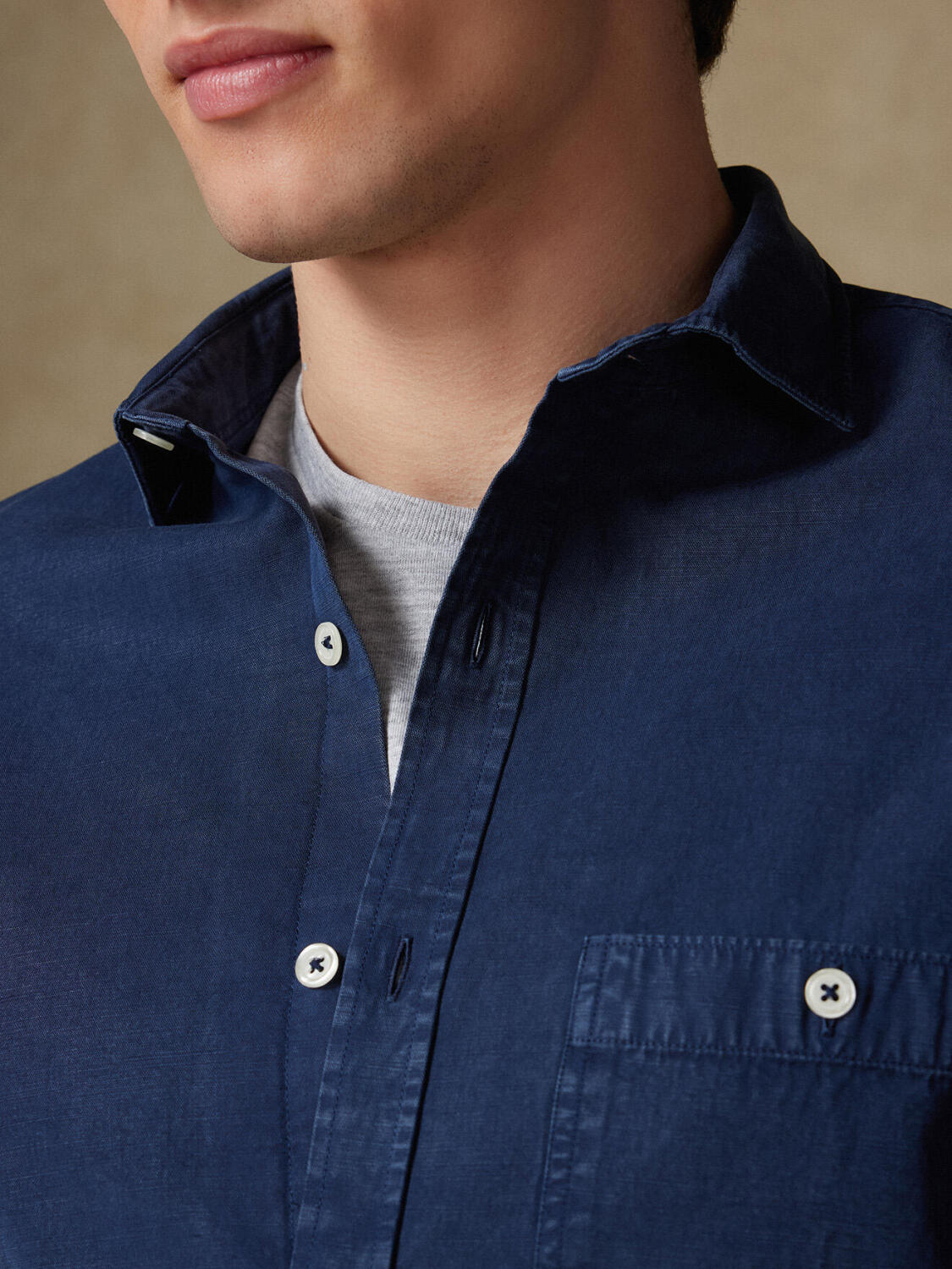 Chemise Garry en coton & lyocell marine