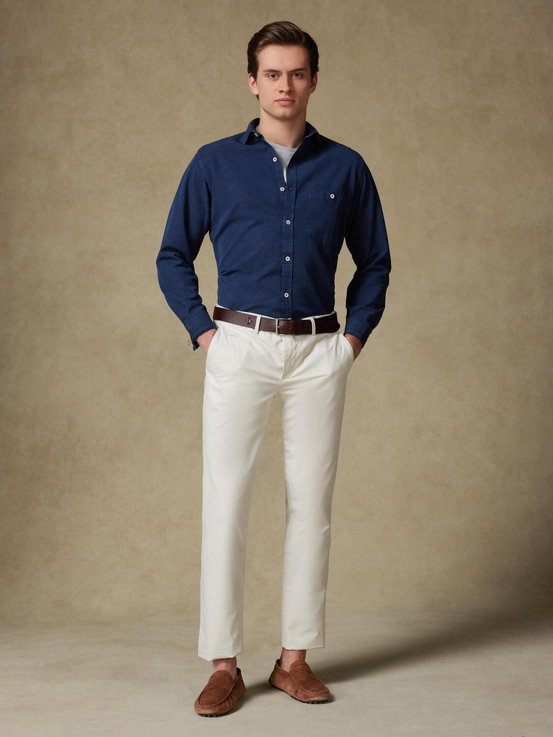 Chemise Garry en coton & lyocell marine