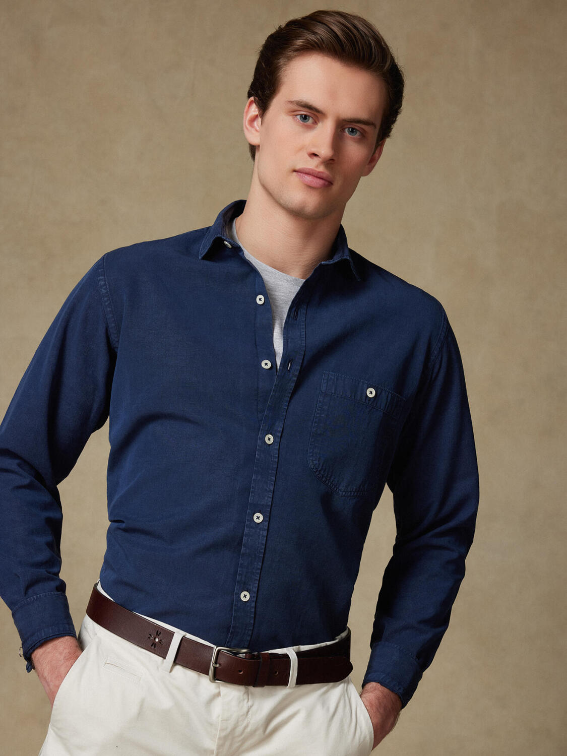 Chemise Garry en coton & lyocell marine