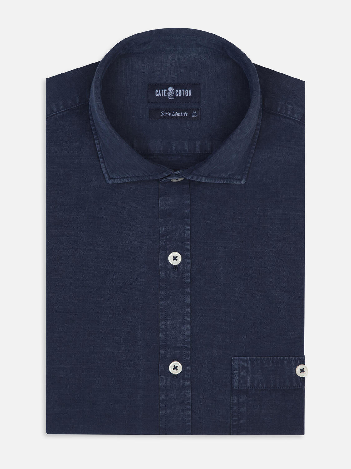 Chemise Garry en coton & lyocell marine