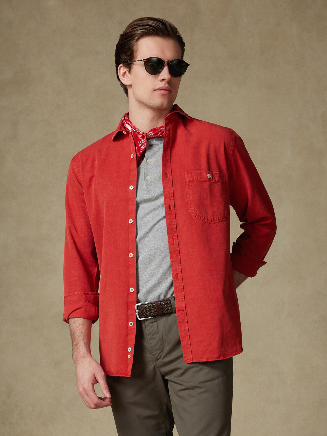 Garry-Hemd aus Baumwolle & Lyocell Rot