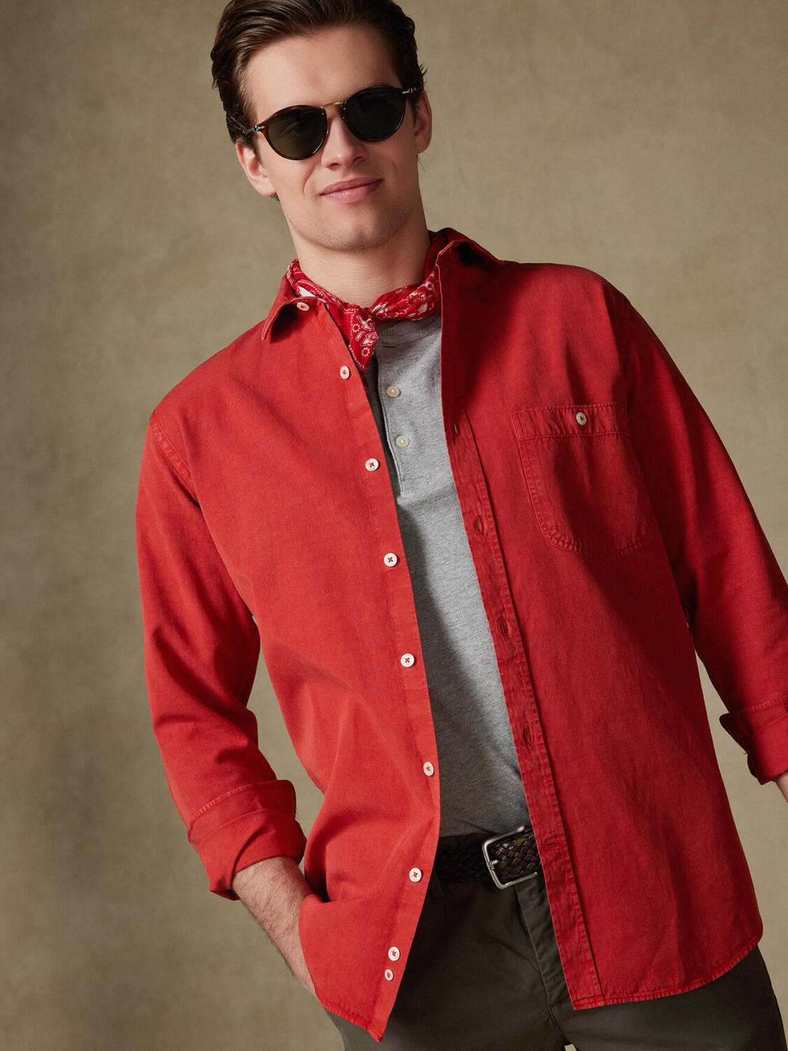 Garry-Hemd aus Baumwolle & Lyocell Rot