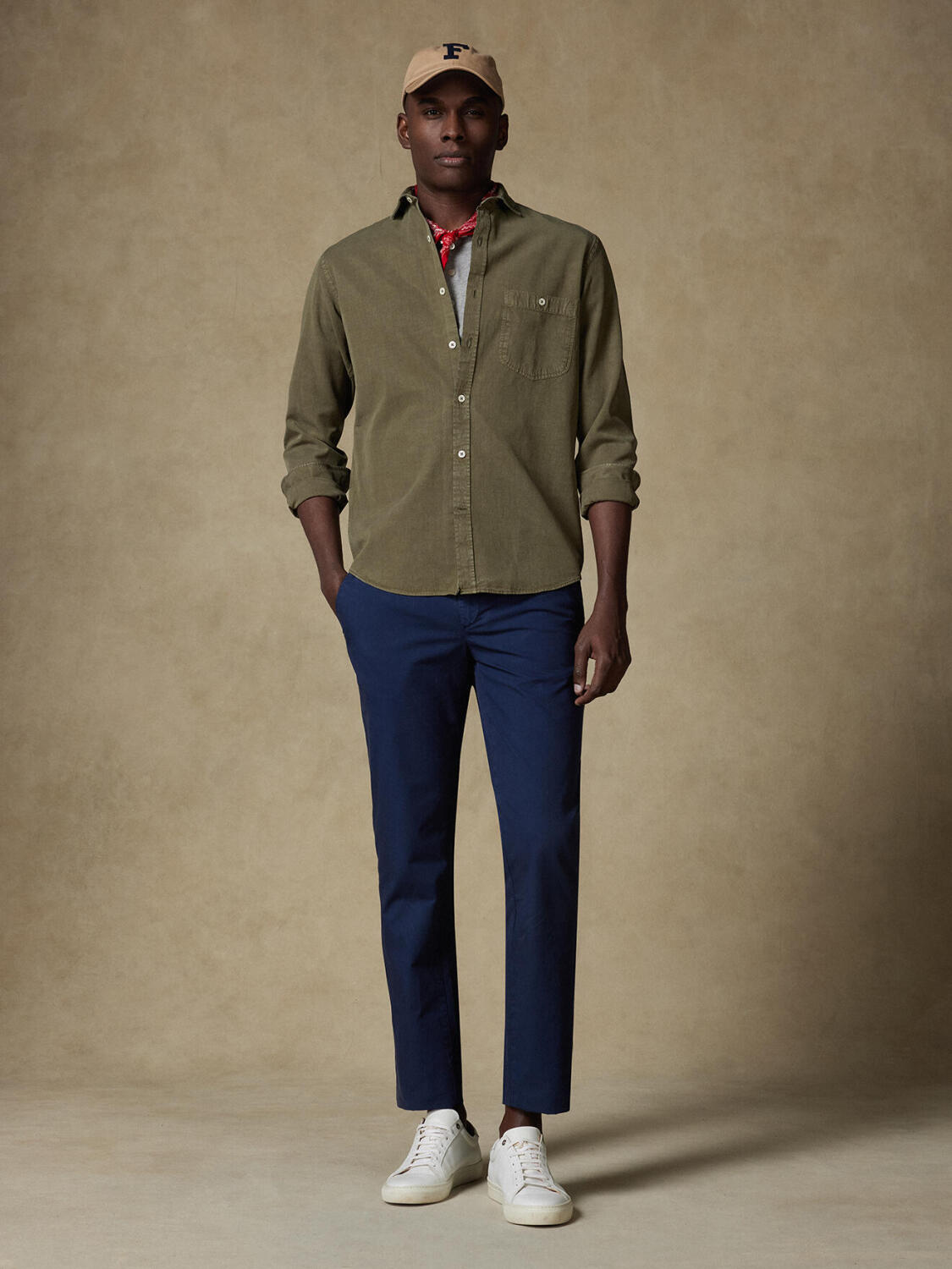 Garry-overhemd van katoen-lyocell kaki