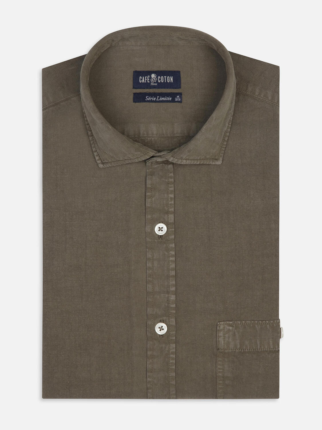 Garry-overhemd van katoen-lyocell kaki