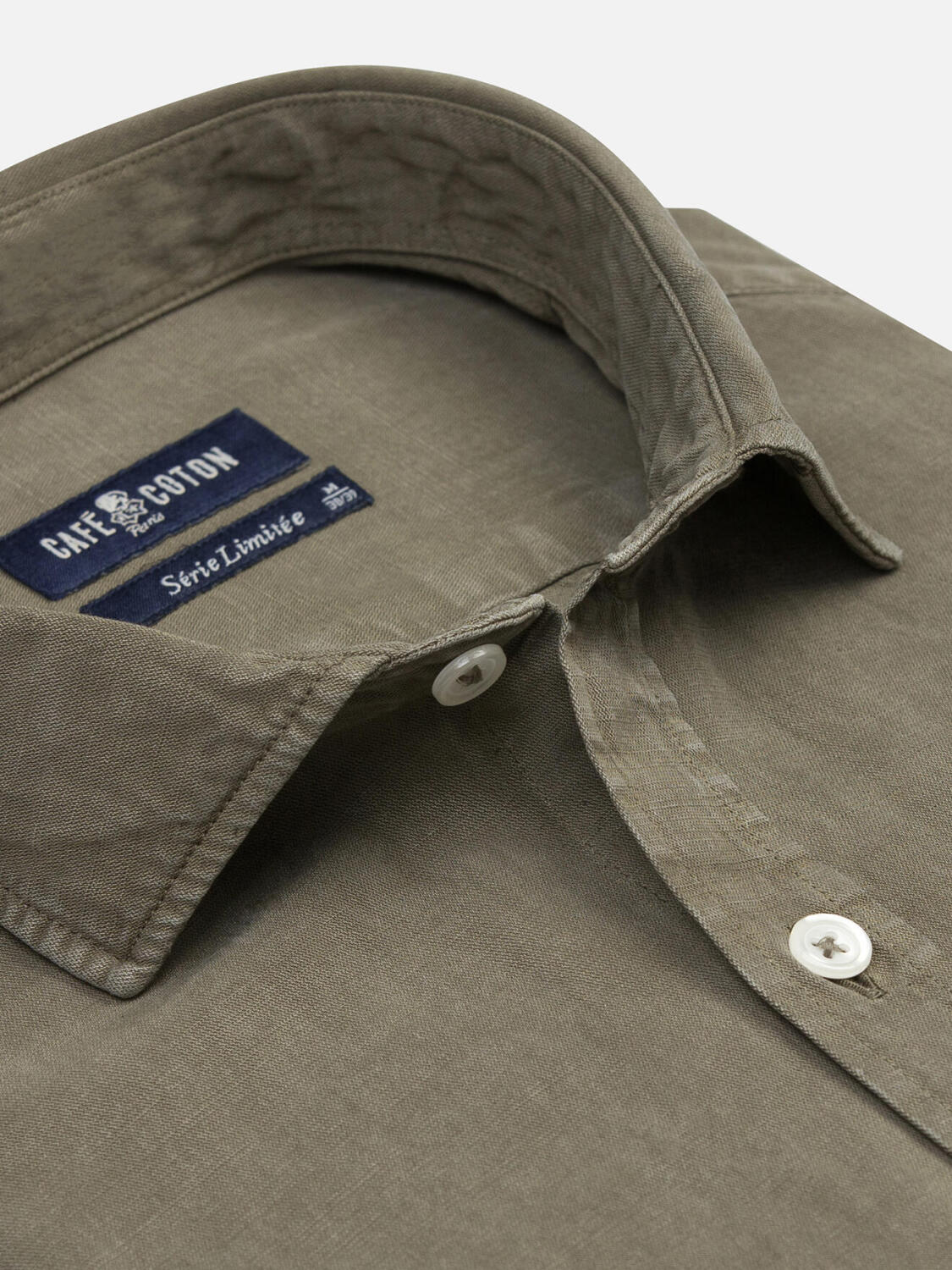 Garry-overhemd van katoen-lyocell kaki