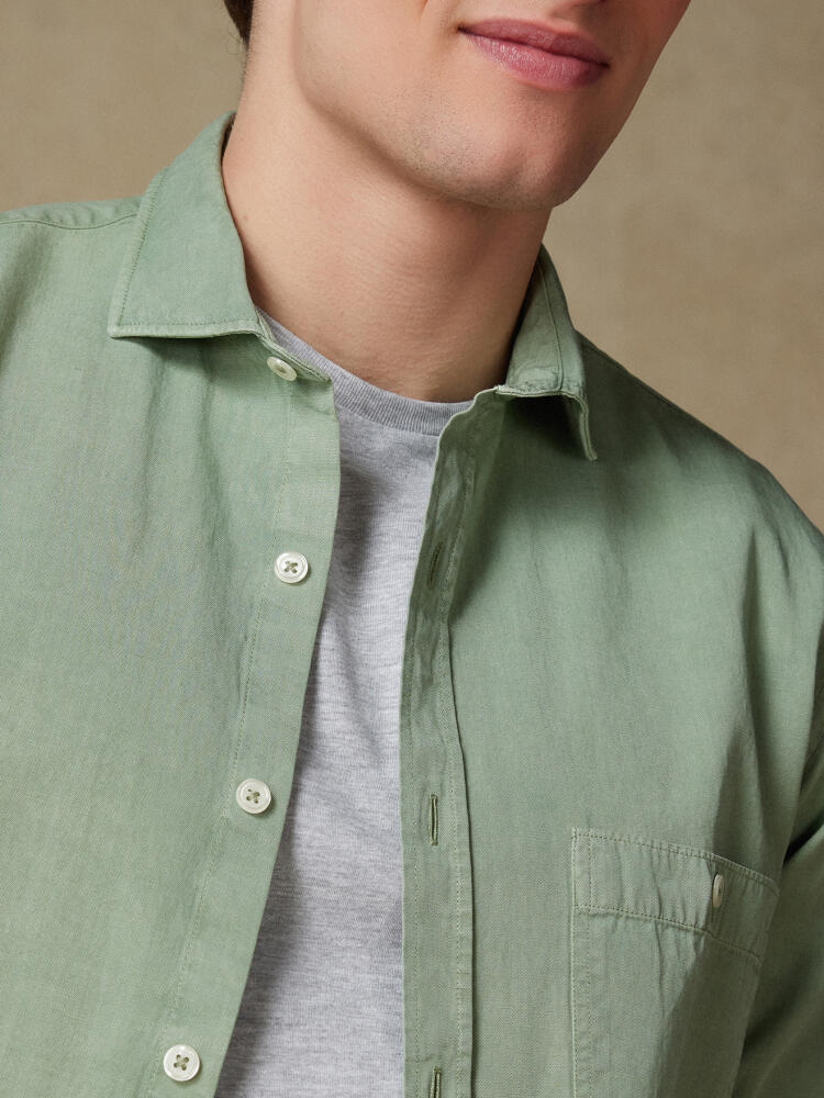 Garry-overhemd van katoen-lyocell celadon