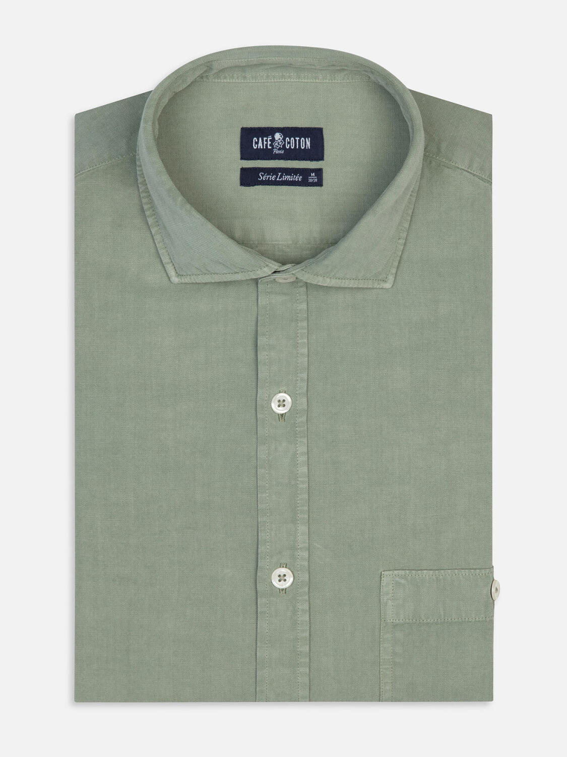 Garry-overhemd van katoen-lyocell celadon