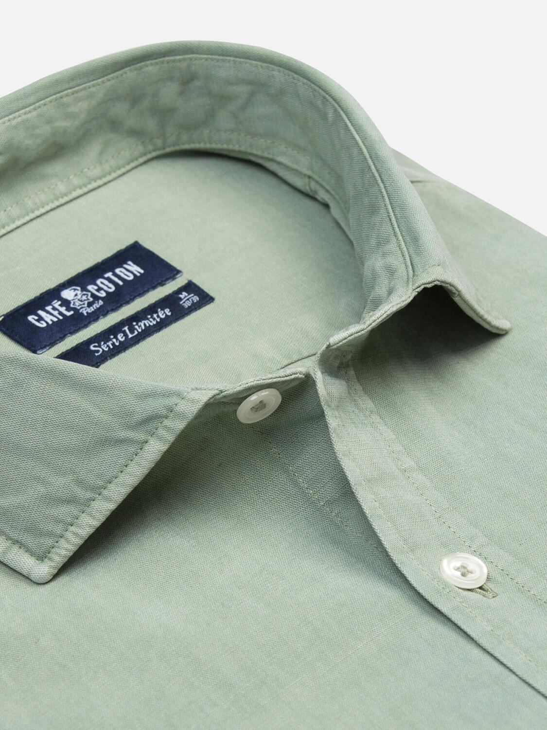 Garry-overhemd van katoen-lyocell celadon