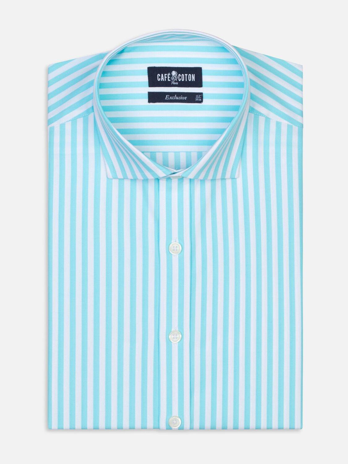 Chemise Alan &agrave; rayures turquoises