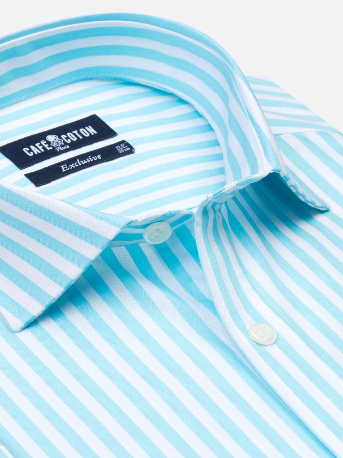 Chemise Alan &agrave; rayures turquoises