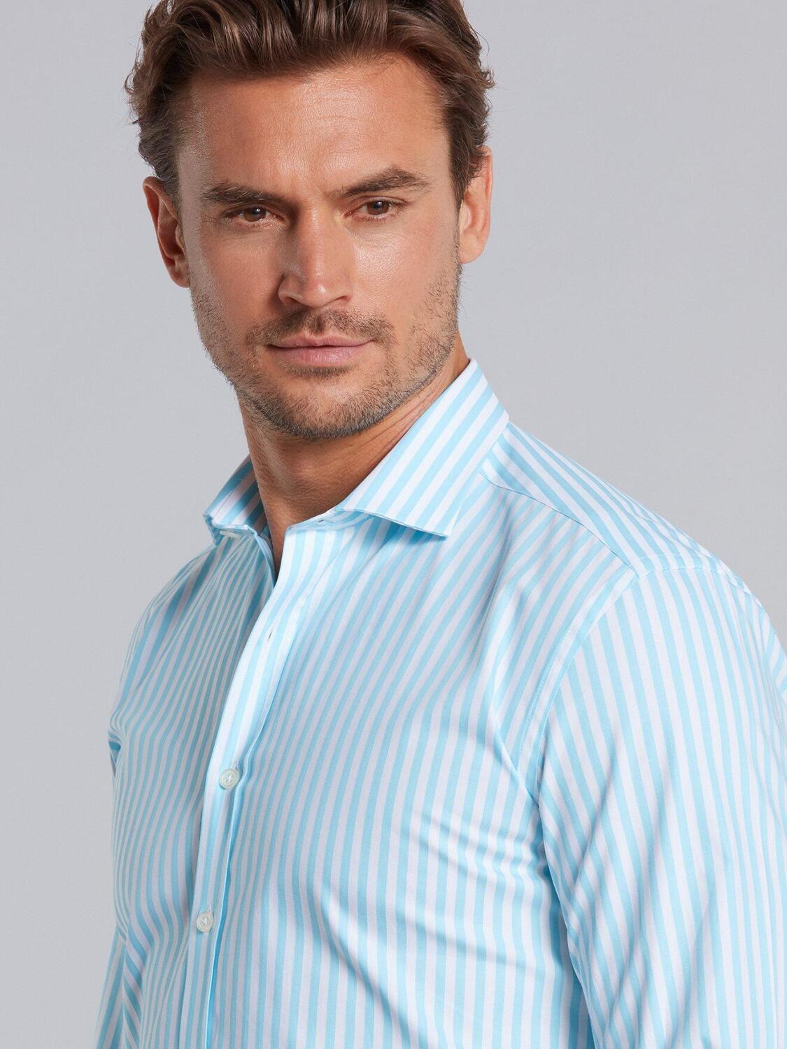 Chemise Alan &agrave; rayures turquoises