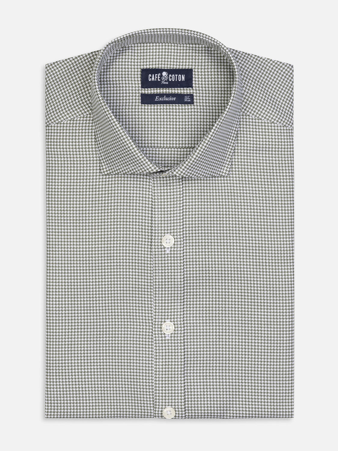 Hemd Alvin aus khakigrünem natté-Gewebe