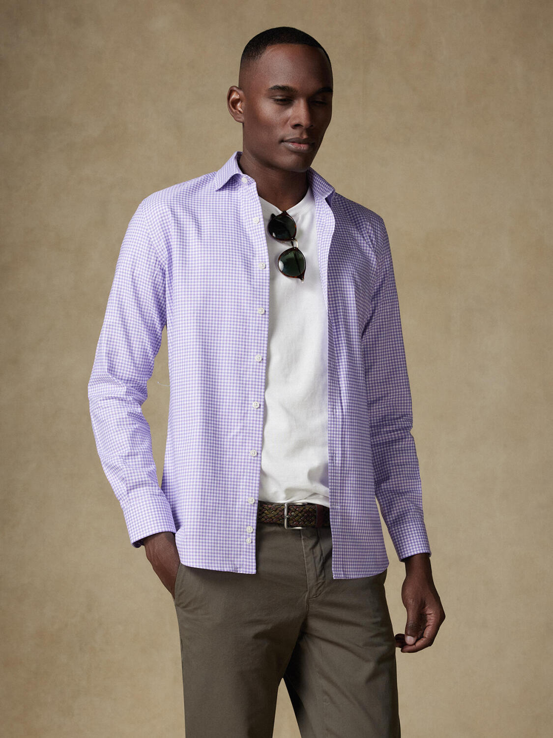 Overhemd Anthony in vichy lila