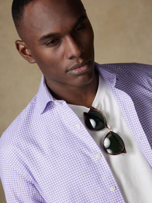 Camicia Anthony percalle viola